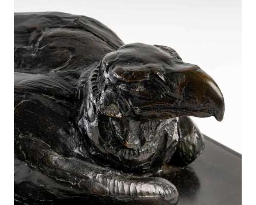 Sculpture bronze aigle couché Albéric Collin 1935 2