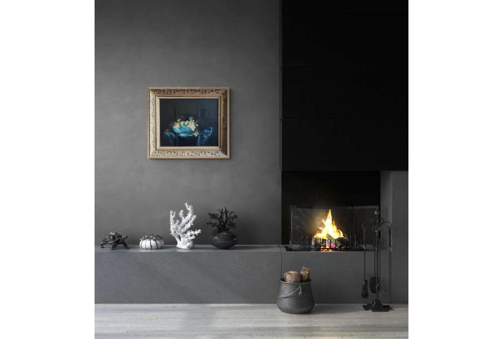 Classical Still Life by Jean Grimal - Grapes and Porcelain