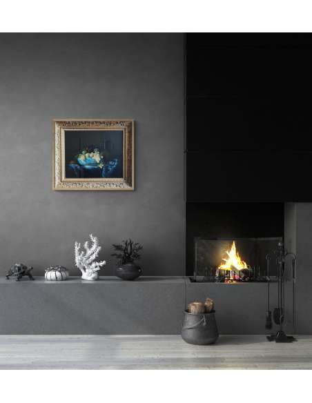 Classical Still Life by Jean Grimal - Grapes and Porcelain