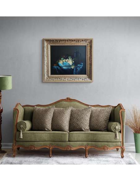 Classical Still Life by Jean Grimal - Grapes and Porcelain