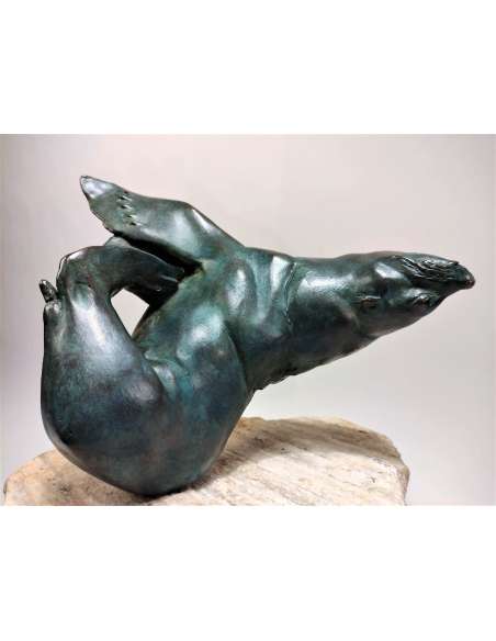 Sculpture Bronze Lion de Mer Greta van Puyenbroeck Artcasting