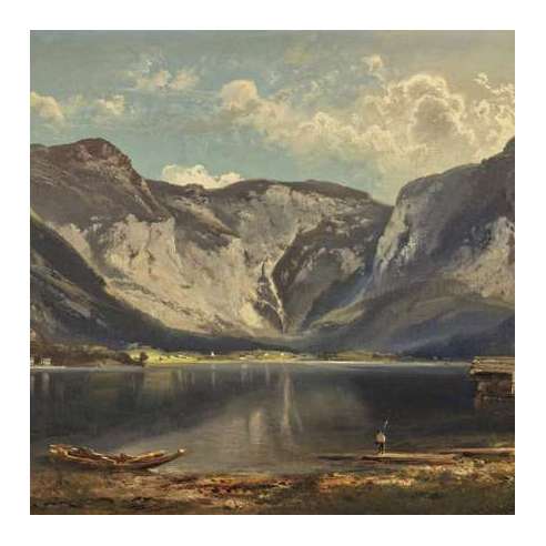 Feldhütter Ferdinand (1842-1898)+ Zich op Hallstatt en het meer