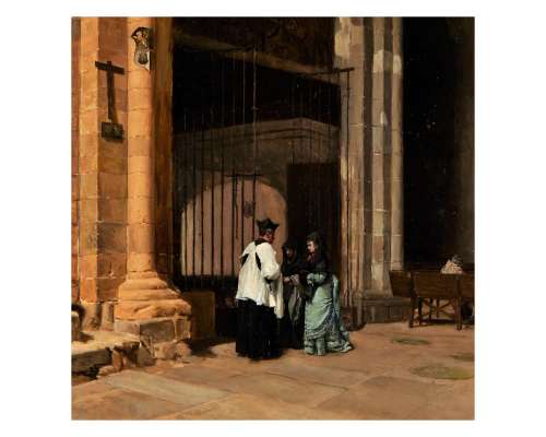 Mélida Y Alinari Enrique (1838 - 1892) Interior Of A Church Oil On Panel