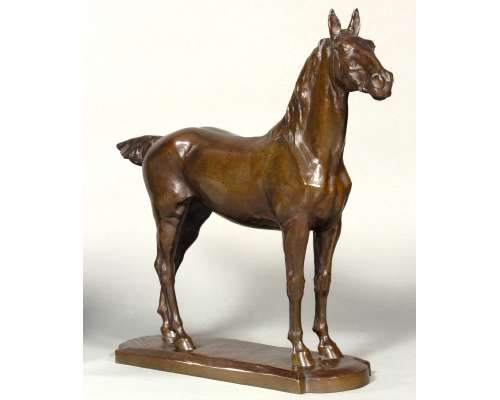 Bronzen sculptuur van een jagende merrie door Josuë Dupon zijaanzicht 2