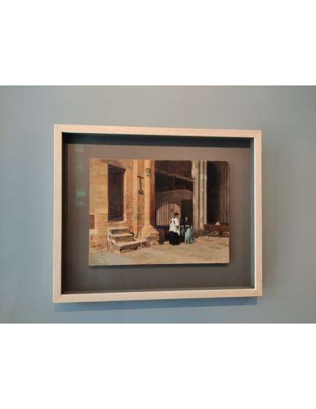 Enrique Mélida y Alinari | Church Interior | 19th Century Oil on Canvas