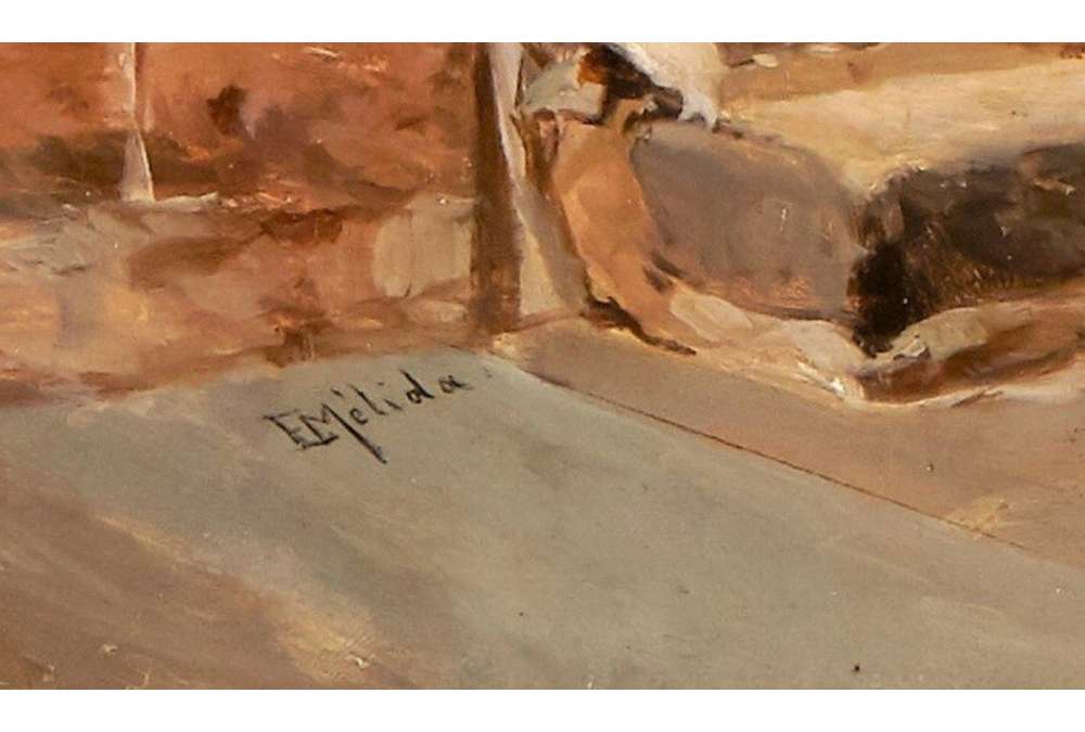 Enrique Mélida y Alinari | Church Interior | 19th Century Oil on Canvas