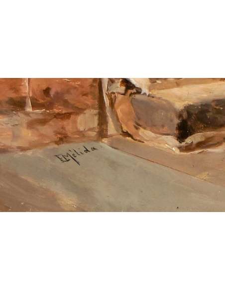 Enrique Mélida y Alinari | Church Interior | 19th Century Oil on Canvas