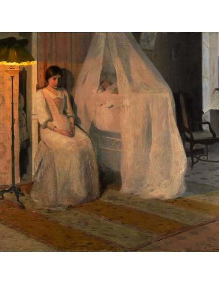 Olieverf op Canvas Moederschap Schilderij door Hippolyte Fournier