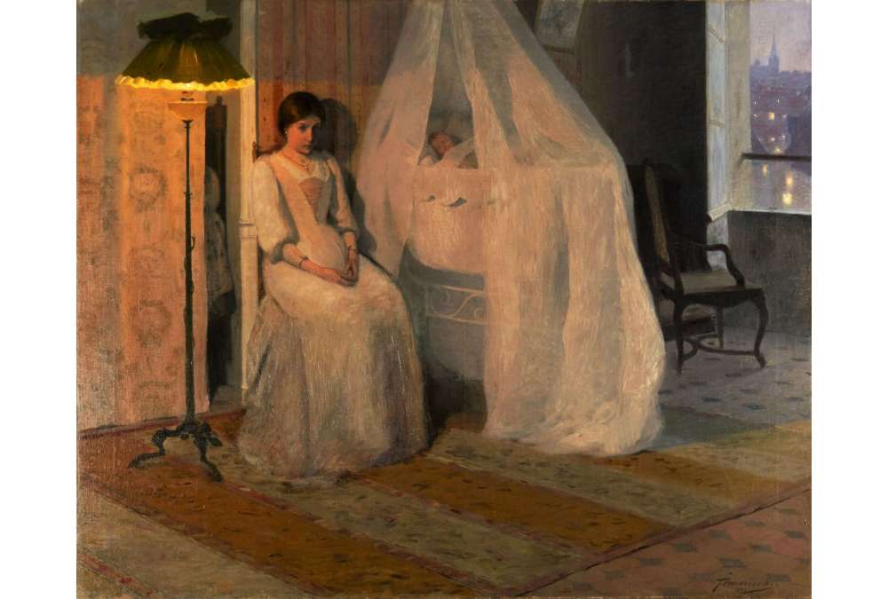 Olieverf op Canvas Moederschap Schilderij door Hippolyte Fournier