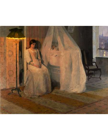 Olieverf op Canvas Moederschap Schilderij door Hippolyte Fournier