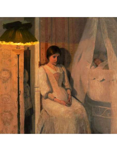 Olieverf op Canvas Moederschap Schilderij door Hippolyte Fournier