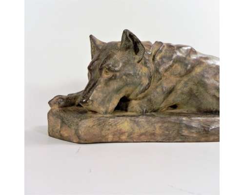 Bronzen beeld Duitse Herder Georges-Lucien Guyot 1920 zijaanzicht