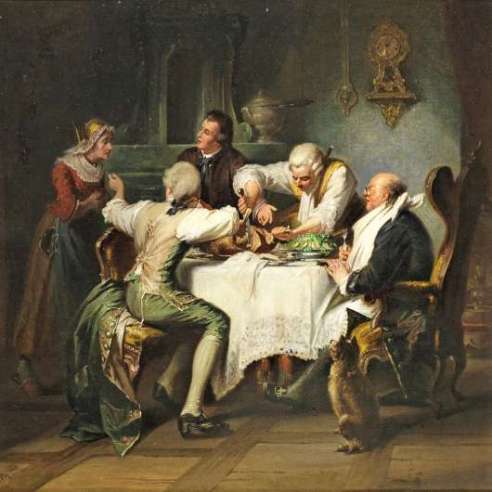 Gaisser Jakob Emanuel (1825 -1899)+ Rococo Society at a Gluttony