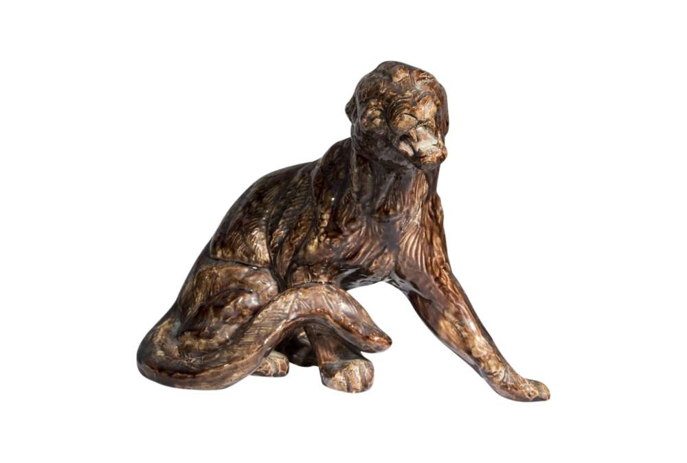 Sculpture céramique Tigre Rugissant Thierry Van Ryswyck Susse Frères