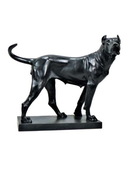 Sculpture bronze dogue allemand noir Gustav Reißmann signature 1907