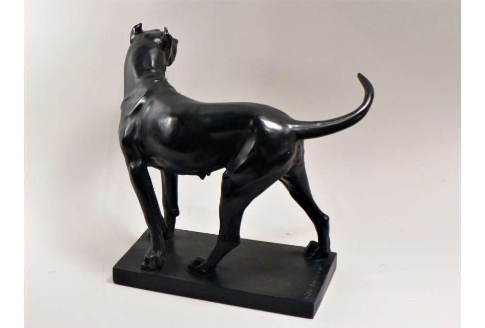 Gustav Reissmann Bronze Great Dane 1907 | Signed Animal Sculpture