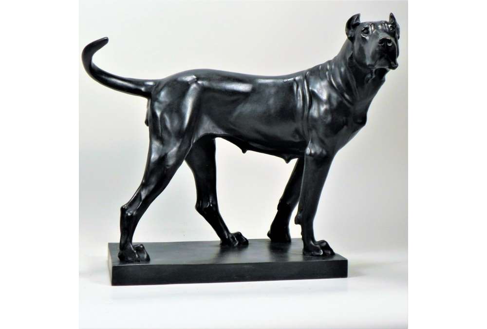 Gustav Reissmann Bronze Great Dane 1907 | Signed Animal Sculpture