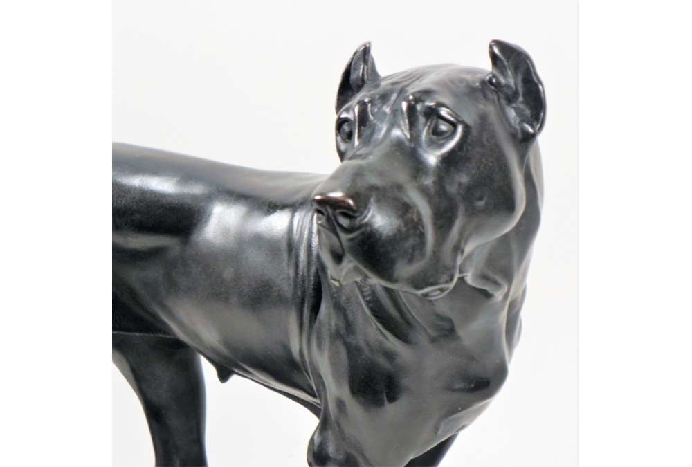 Gustav Reissmann Bronze Great Dane 1907 | Signed Animal Sculpture
