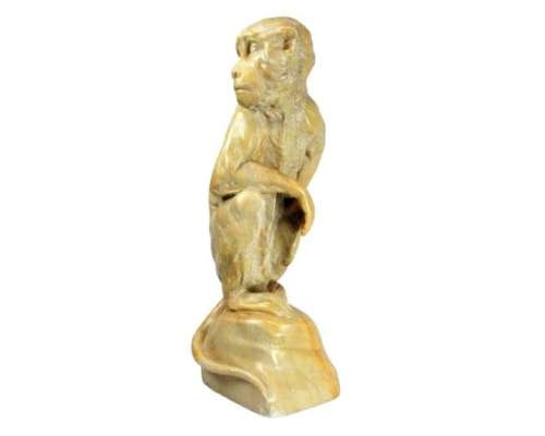 19th century Italian yellow marble monkey statue Giallo di Siena