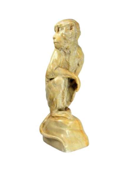 Beeld aap geel marmer Giallo di Siena Italië 19e eeuw
