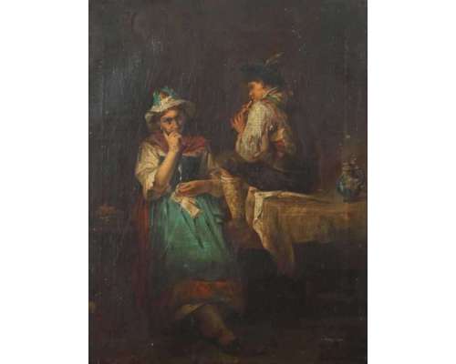 Olieverf op doek De Serenade door Kurzbauer Eduard 2