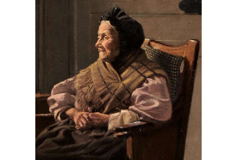 Huile sur toile Scène de genre L'Heure du goûter  par Moreau-Deschanvres