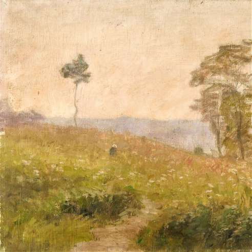 Sébilleau Paul (1847-1907), Huile sur toile+ Soirée de printemps mai 1901