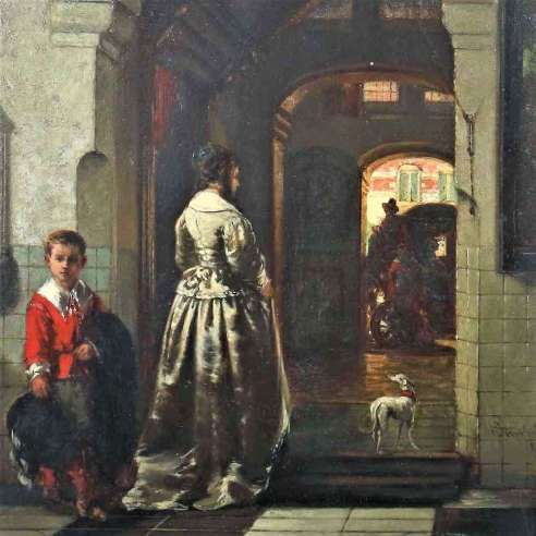 Stroebel Johannes (1821-1905), Oil on panel The farewell