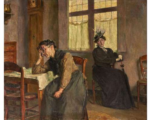 Van Aken Leo (1857-1904)+ Huile originale sur toile, Mater Dolorosa 2