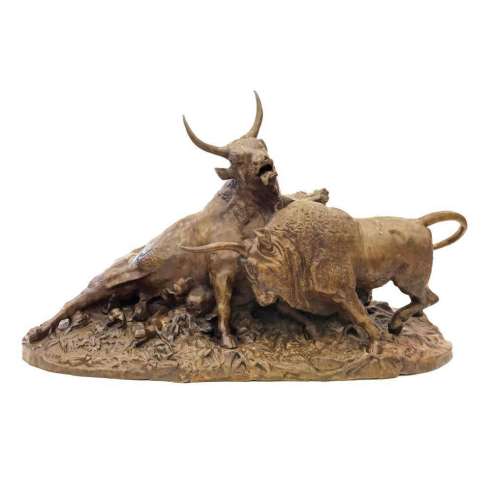 Bronze Sculpture for Sale - Battle of the Roman Bulls by Jean Baptiste Clésinger