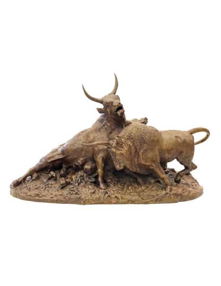 Bronze Sculpture for Sale - Battle of the Roman Bulls by Jean Baptiste Clésinger