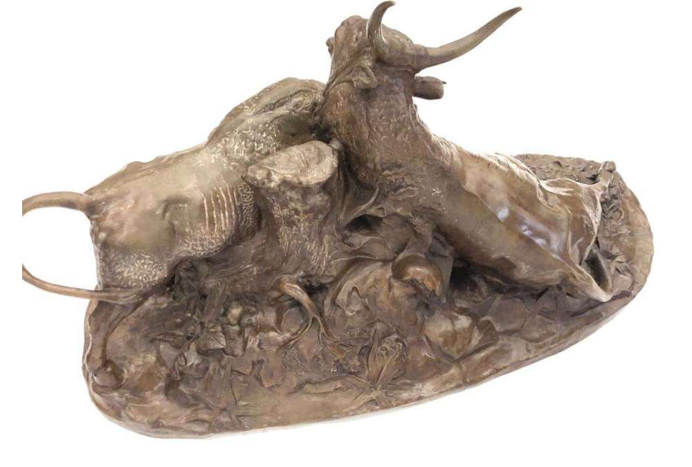 Sculpture en bronze à vendre - Combat des taureaux romains par Jean Baptiste Clésinger