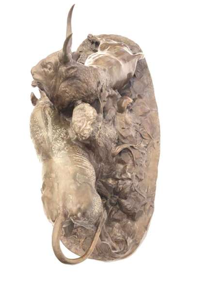 Sculpture en bronze à vendre - Combat des taureaux romains par Jean Baptiste Clésinger