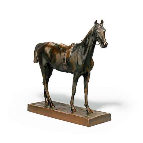 Sculpture de cheval de course en bronze par Cuvelier