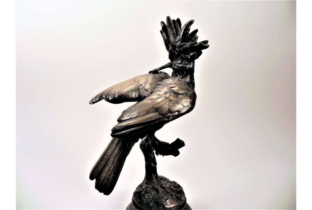 Bronze Hoopoe Sculpture by Alfred Dubucand