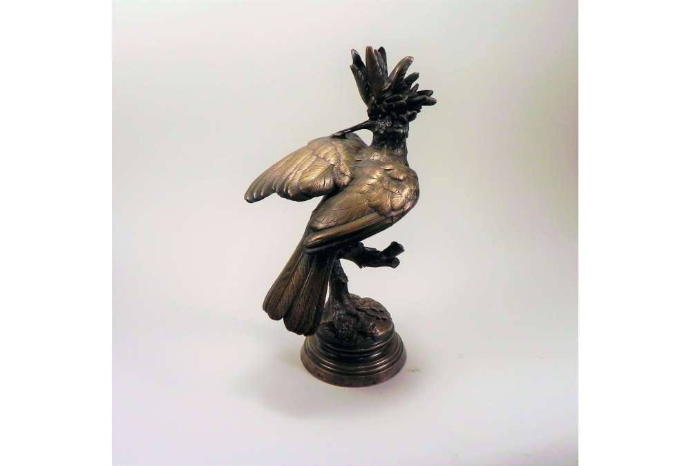 Bronze Hoopoe Sculpture by Alfred Dubucand