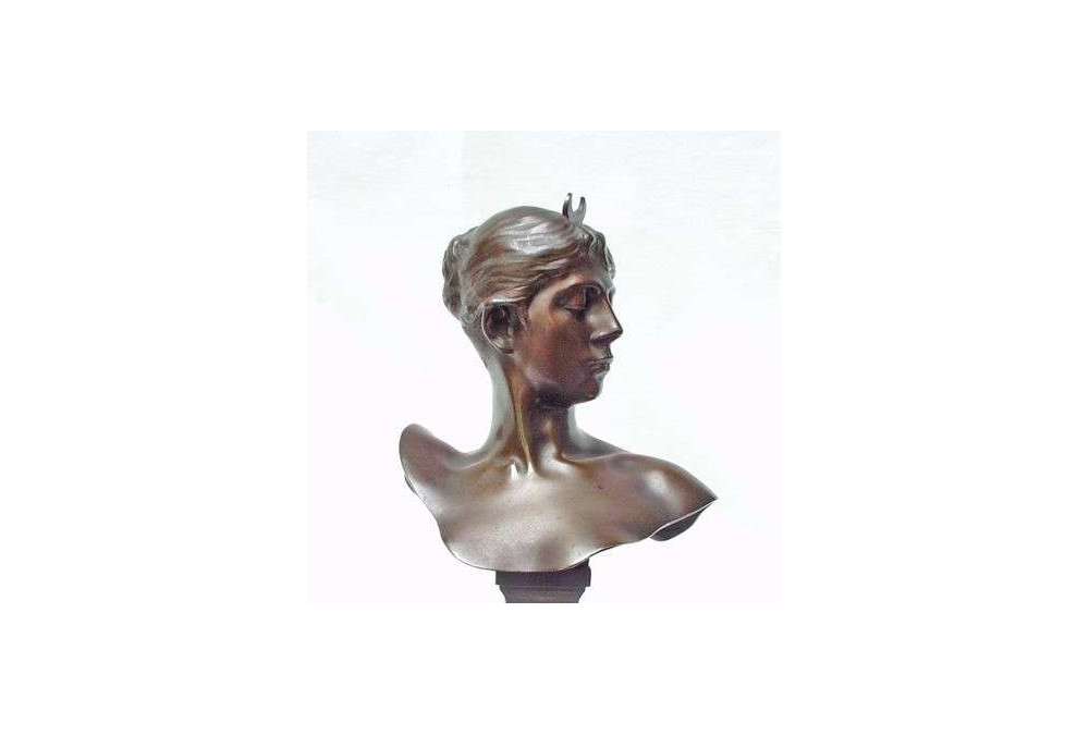 Falguière Alexandre (1831-1900)+ Brons, Buste van Diana.