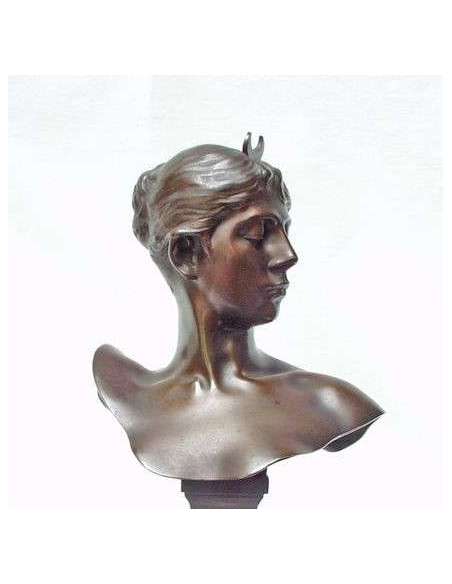 Falguière Alexandre (1831-1900)+ Brons, Buste van Diana.