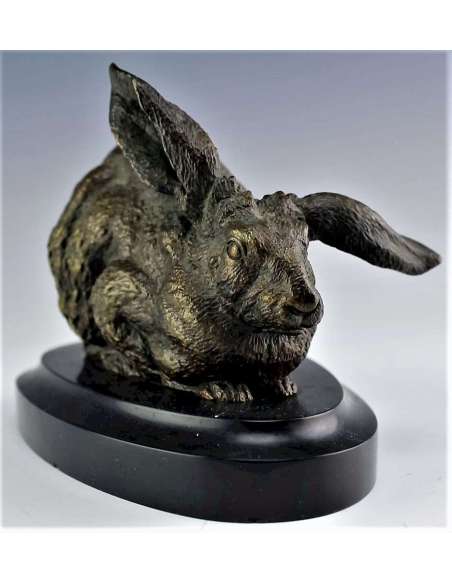 Bronzen hazen sculptuur van Ferdinand Pautrot