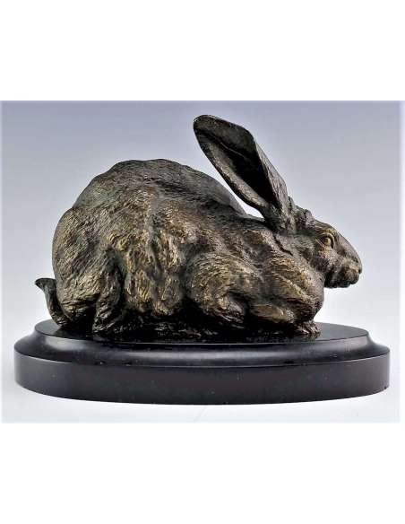 Bronzen hazen sculptuur van Ferdinand Pautrot