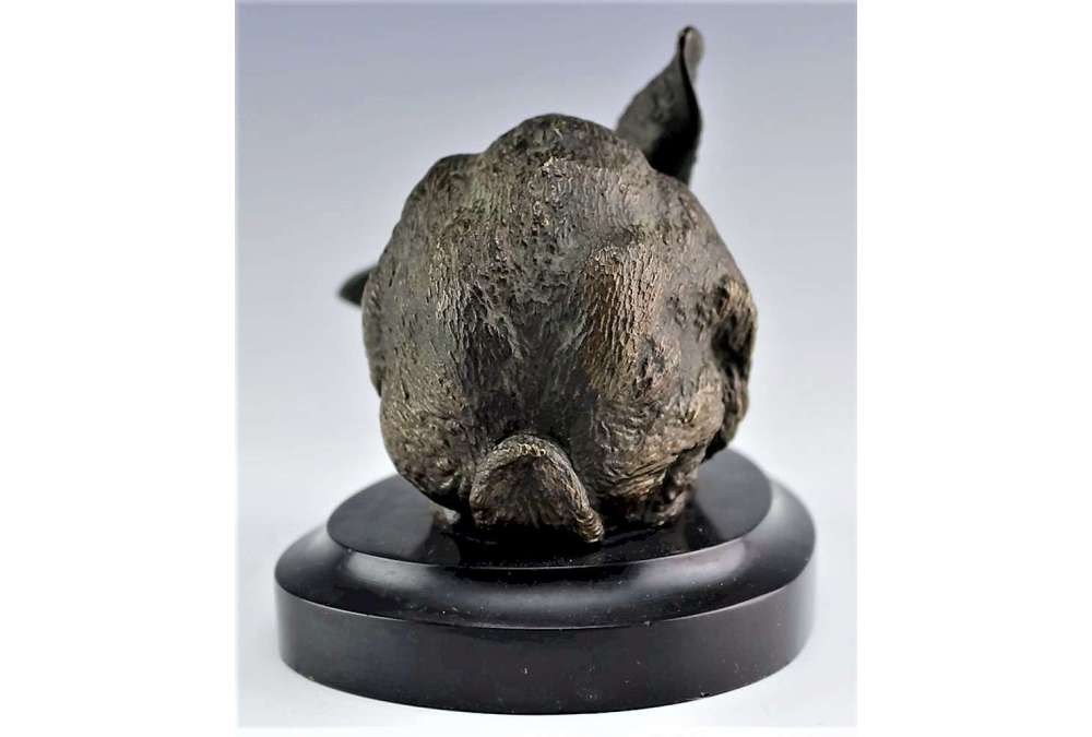 Bronze hare sculpture by Ferdinand Pautrot