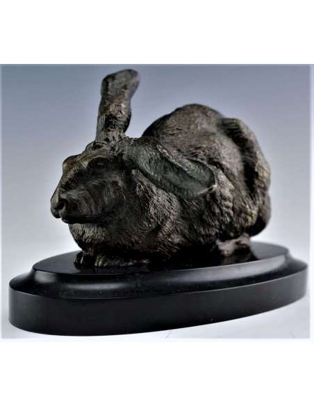 Bronzen hazen sculptuur van Ferdinand Pautrot