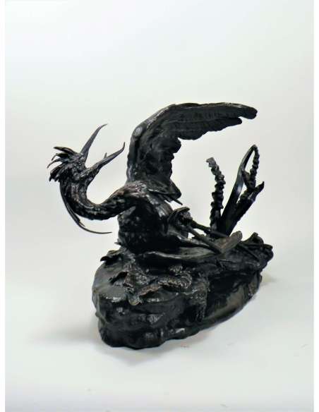 Ferdinand Pautrot — (1832 – 1874)+ Bronze cast, Dying Heron
