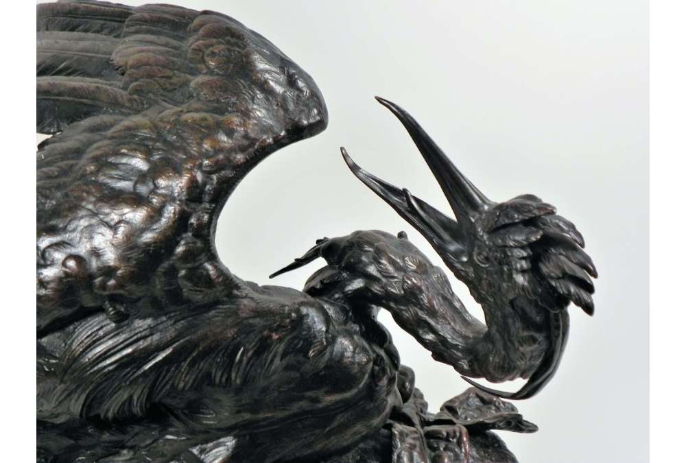 Ferdinand Pautrot — (1832 – 1874)+ Bronze cast, Dying Heron