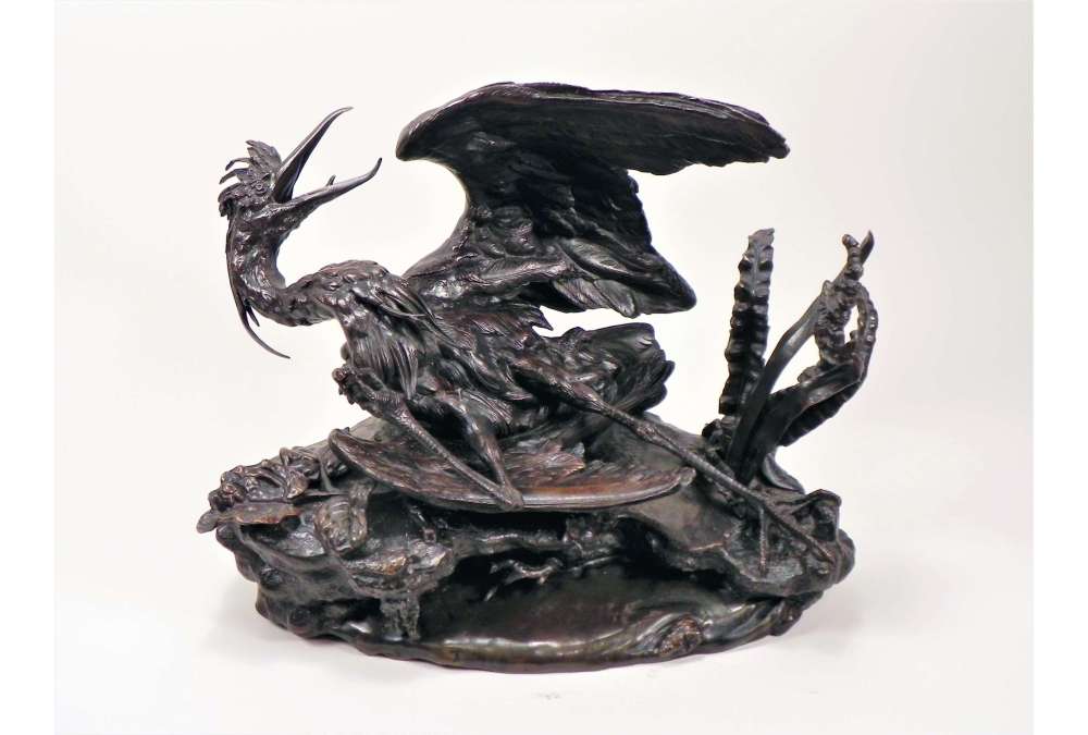 Ferdinand Pautrot — (1832 – 1874)+ Bronze cast, Dying Heron