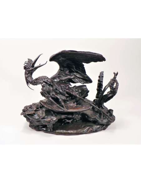 Ferdinand Pautrot — (1832 – 1874)+ Bronze cast, Dying Heron