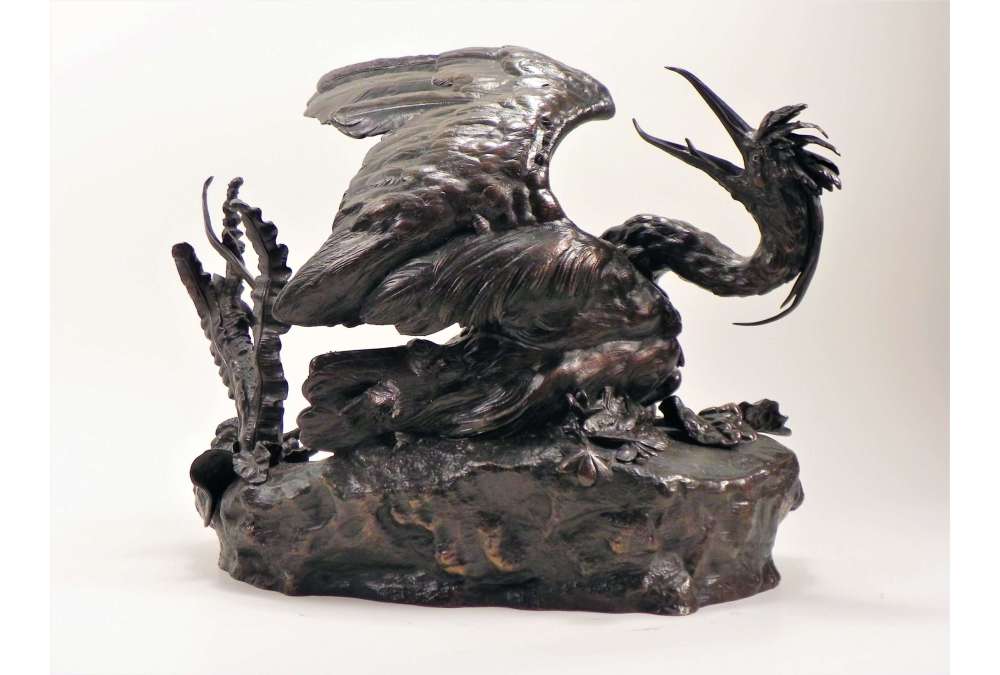 Ferdinand Pautrot — (1832 – 1874)+ Bronze cast, Dying Heron