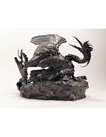Ferdinand Pautrot — (1832 – 1874)+ Bronze cast, Dying Heron