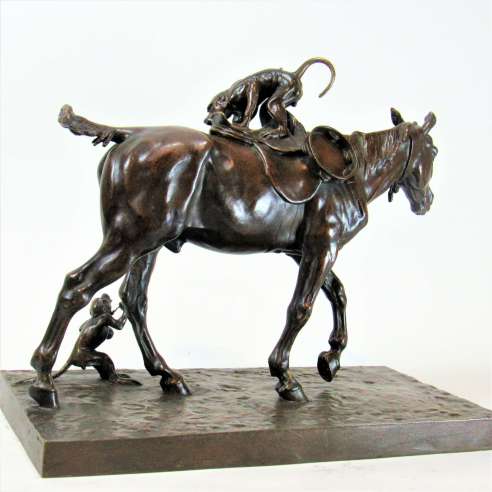 Vimar Auguste (1851-1916)+bronze, Bohemian horse and monkeys