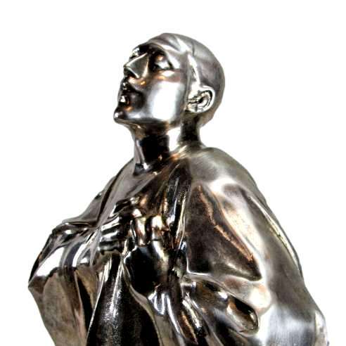 Vermaere André César (1869-1949)+ Silver plated bronze proof, Pierrot or mime Deburau